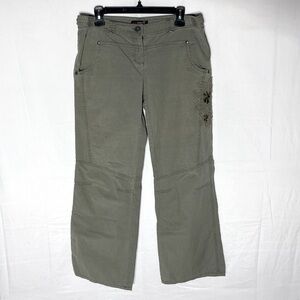 Vintage 90s Y2K Due South Olive Green Rip Stop Wide Leg Pants 12